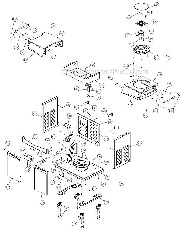 Page B Diagram and Parts List for  Blue Ember Grill